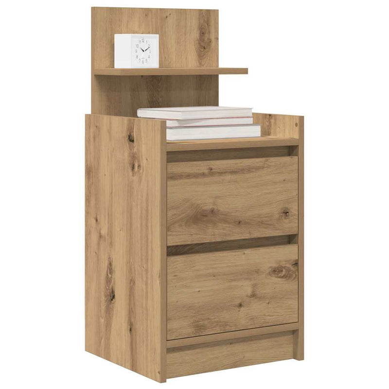 vidaXL 2 db kézműves tölgy éjjeliszekrények 2 fiókkal 38x34x80 cm
