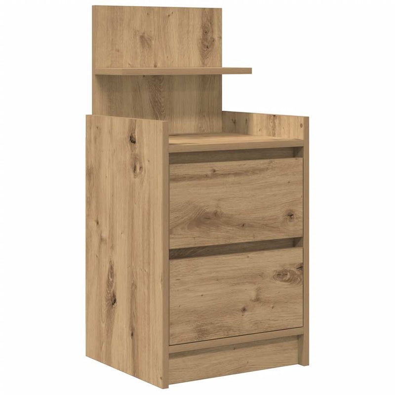 vidaXL 2 db kézműves tölgy éjjeliszekrények 2 fiókkal 38x34x80 cm