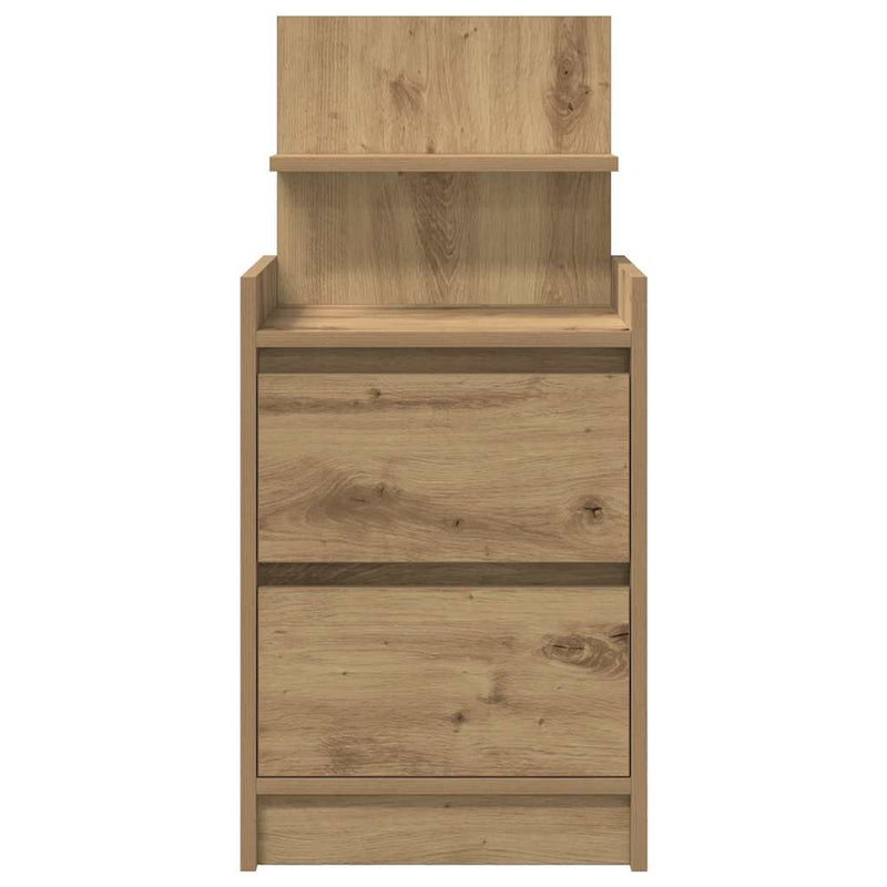 vidaXL 2 db kézműves tölgy éjjeliszekrények 2 fiókkal 38x34x80 cm