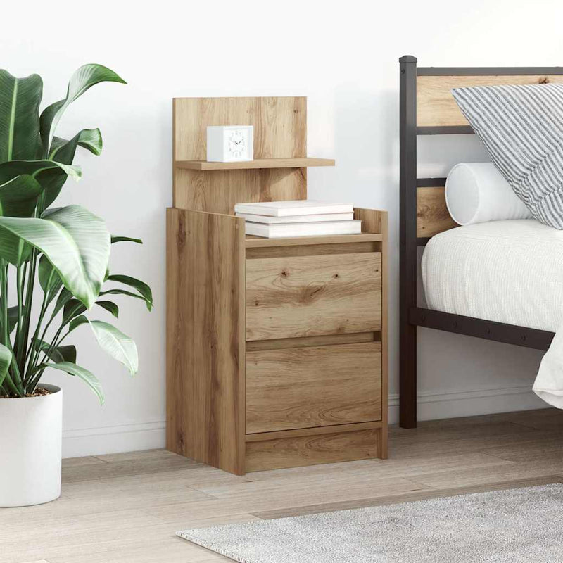 vidaXL 2 db kézműves tölgy éjjeliszekrények 2 fiókkal 38x34x80 cm