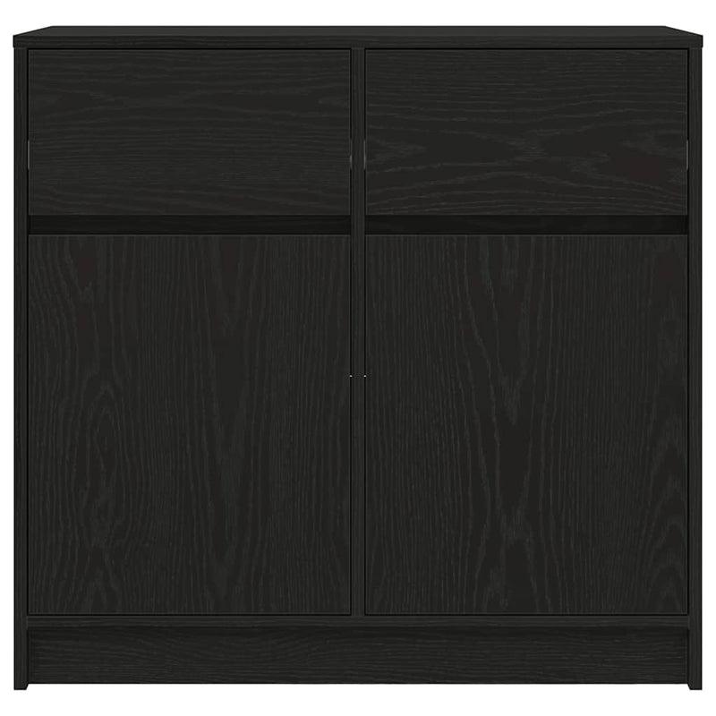 vidaXL fekete tölgy szerelt fa tálalószekrény fiókos 80x34x76 cm