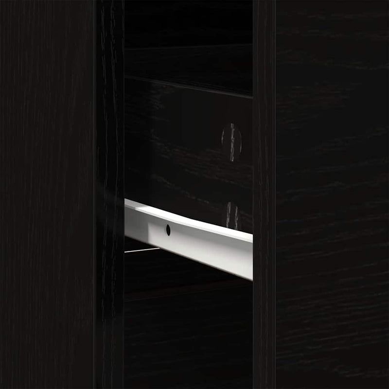 vidaXL fekete tölgy szerelt fa tálalószekrény fiókos 80x34x76 cm