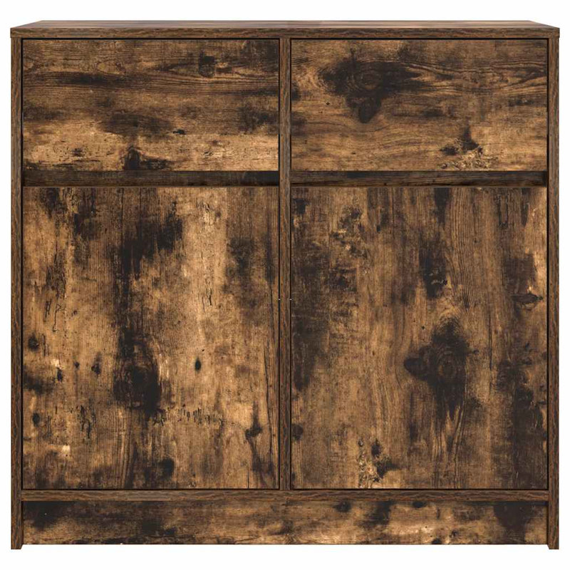 vidaXL füstölt tölgy szerelt fa tálalószekrény fiókos 80x34x76 cm