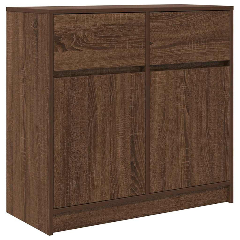 vidaXL barna tölgy szerelt fa tálalószekrény fiókos 80x34x76 cm