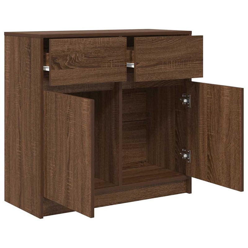 vidaXL barna tölgy szerelt fa tálalószekrény fiókos 80x34x76 cm
