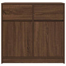 vidaXL barna tölgy szerelt fa tálalószekrény fiókos 80x34x76 cm