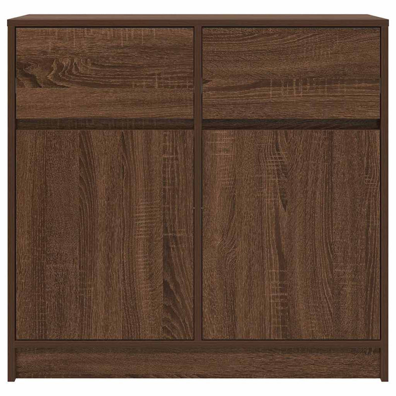 vidaXL barna tölgy szerelt fa tálalószekrény fiókos 80x34x76 cm
