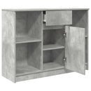 vidaXL betonszürke szerelt fa tálalószekrény fiókos 101x35x76 cm