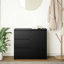 vidaXL fekete tölgy szerelt fa tálalószekrény fiókos 71x35x65 cm