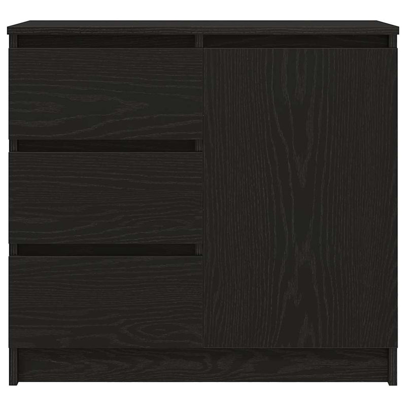 vidaXL fekete tölgy szerelt fa tálalószekrény fiókos 71x35x65 cm