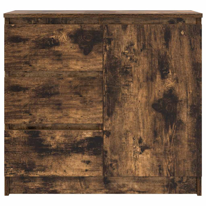 vidaXL füstölt tölgy szerelt fa tálalószekrény fiókos 71x35x65 cm