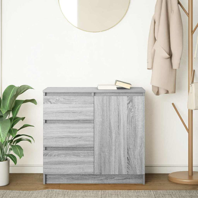 vidaXL szürke sonoma szerelt fa tálalószekrény fiókos 71x35x65 cm