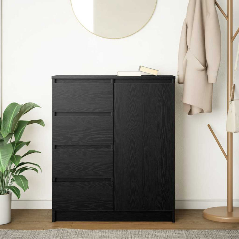 vidaXL fekete tölgy szerelt fa tálalószekrény fiókos 71x35x84 cm