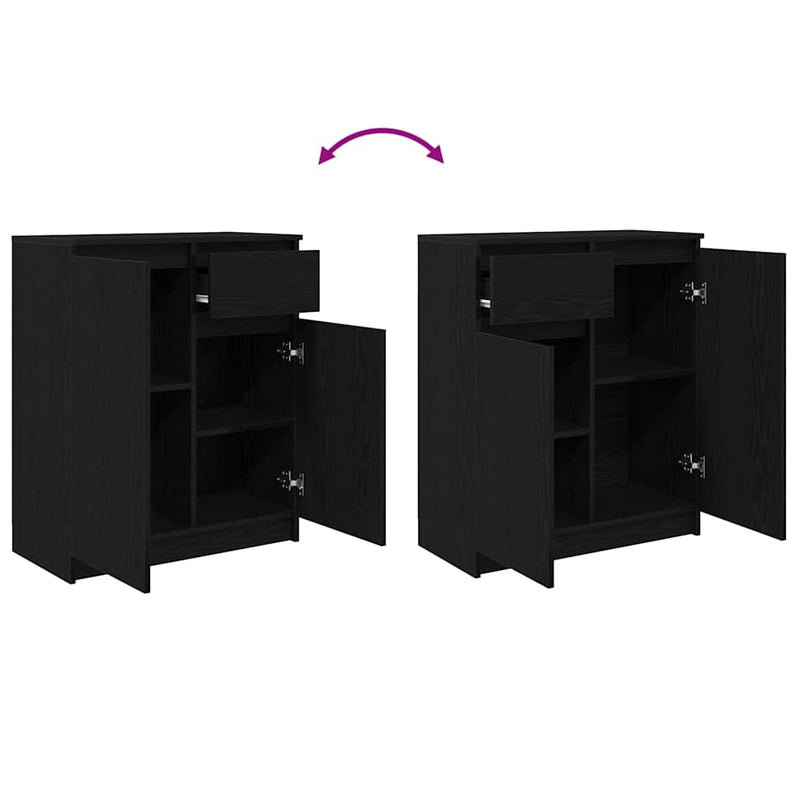 vidaXL fekete tölgy szerelt fa tálalószekrény fiókos 71x35x84 cm