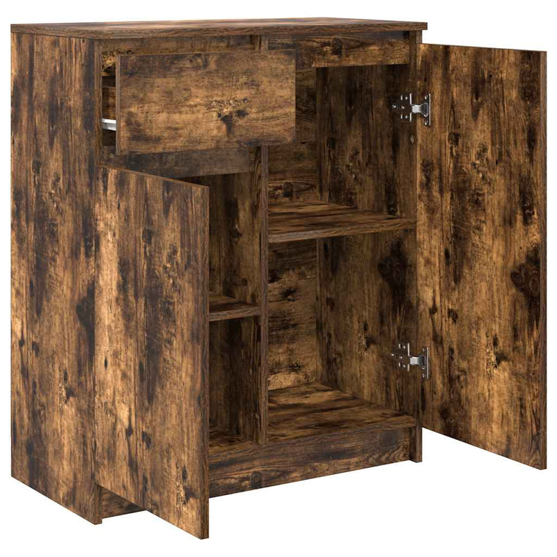 vidaXL füstölt tölgy szerelt fa tálalószekrény fiókos 71x35x84 cm