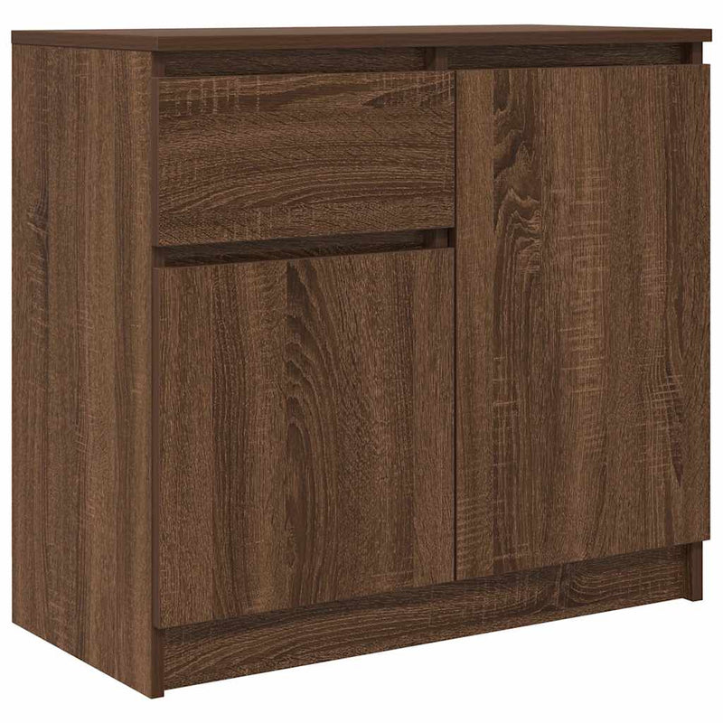 vidaXL barna tölgy szerelt fa tálalószekrény fiókos 71x35x65 cm
