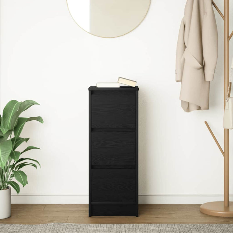 vidaXL fekete tölgy szerelt fa tálalószekrény 29,5x34x76 cm