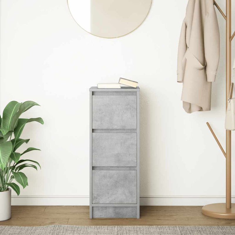 vidaXL betonszürke szerelt fa tálalószekrény 29,5x34x76 cm