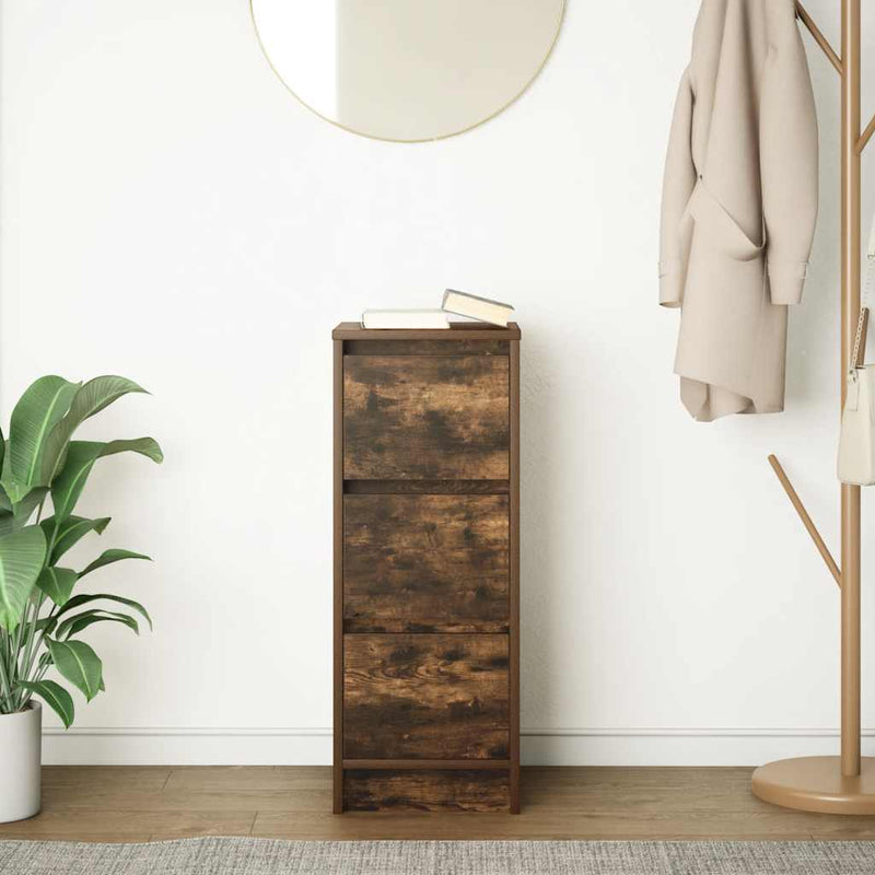 vidaXL füstös tölgy színű szerelt fa tálalószekrény 29,5x34x76 cm