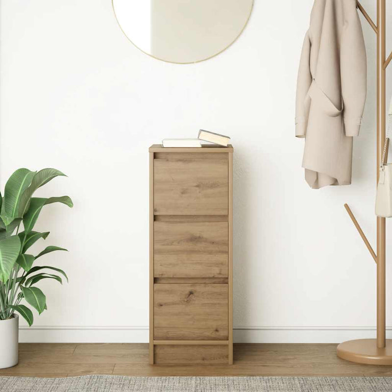 vidaXL kézműves tölgy színű szerelt fa tálalószekrény 29,5x34x76 cm