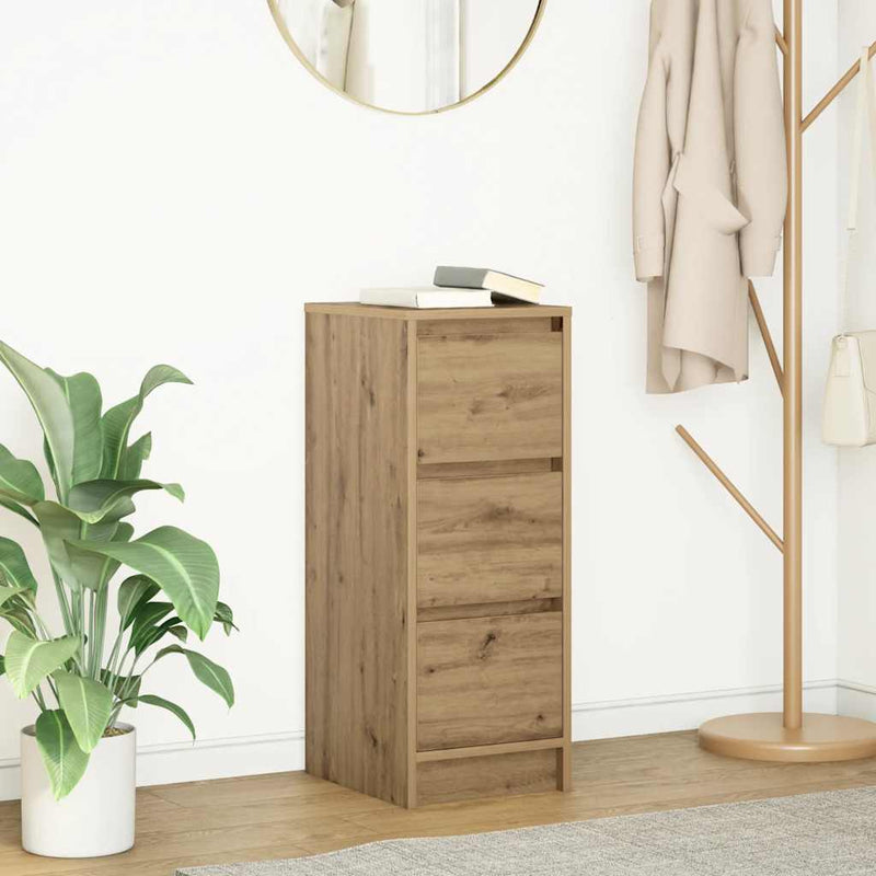 vidaXL kézműves tölgy színű szerelt fa tálalószekrény 29,5x34x76 cm