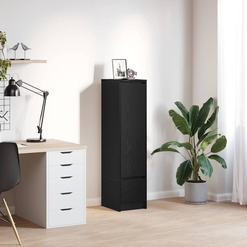 vidaXL fekete tölgy szerelt fa magasszekrény 29,5x34x119,5 cm