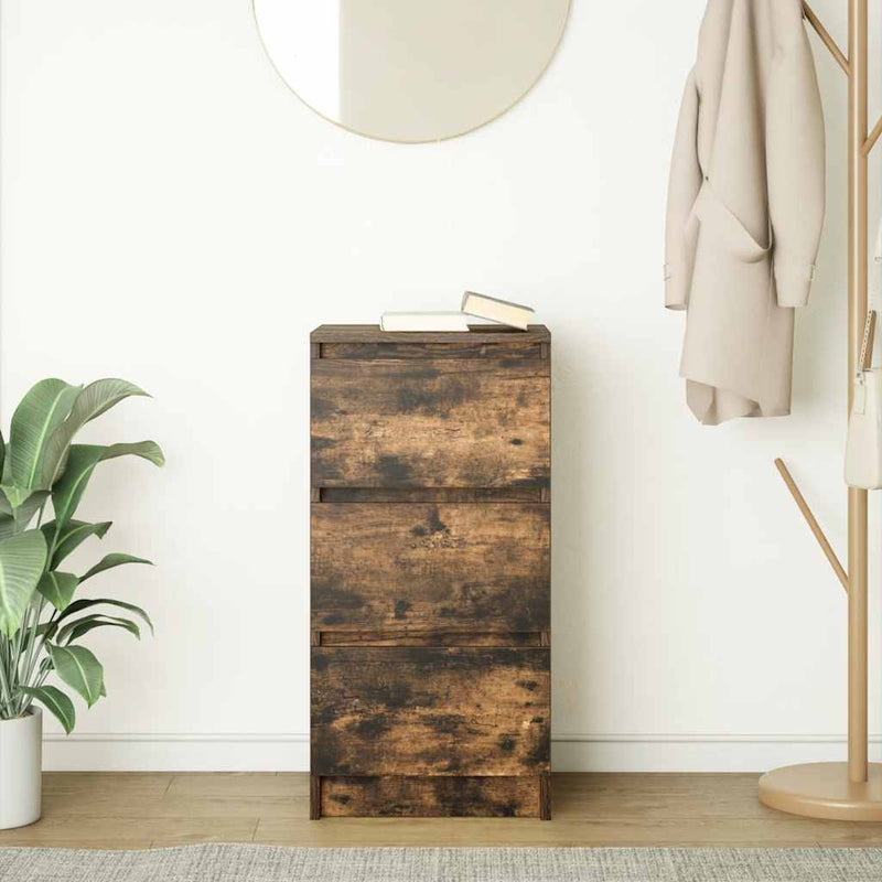 vidaXL füstös tölgy színű szerelt fa tálalószekrény 37,5x35x76 cm