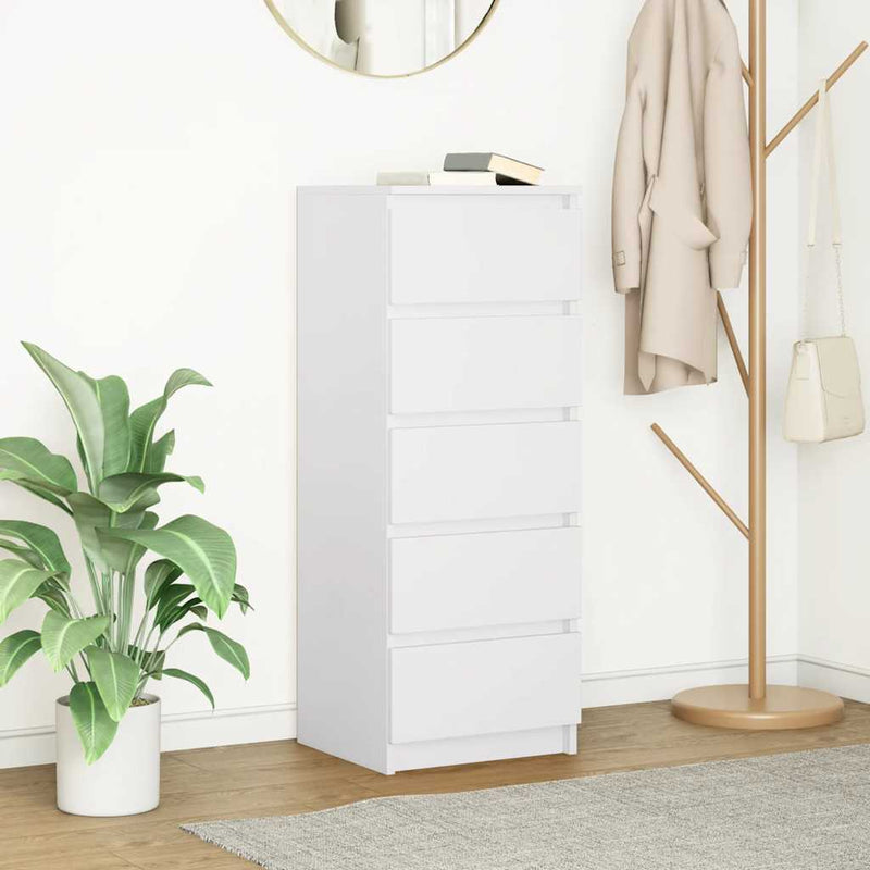 vidaXL fehér szerelt fa tálalószekrény fiókos 37,5x35x99 cm