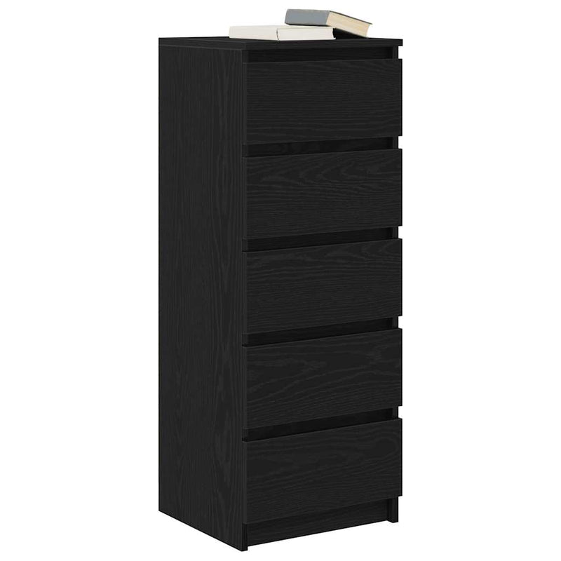 vidaXL fekete tölgy szerelt fa tálalószekrény fiókos 37,5x35x99 cm