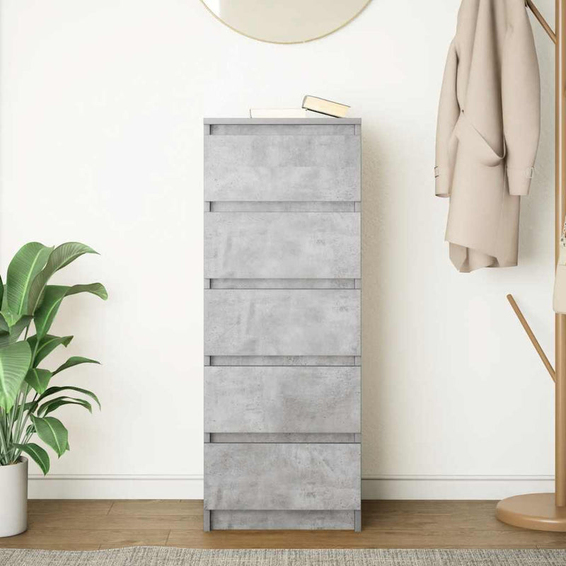 vidaXL betonszürke szerelt fa tálalószekrény fiókos 37,5x35x99 cm