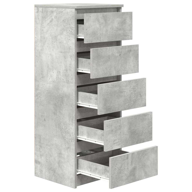 vidaXL betonszürke szerelt fa tálalószekrény fiókos 37,5x35x99 cm