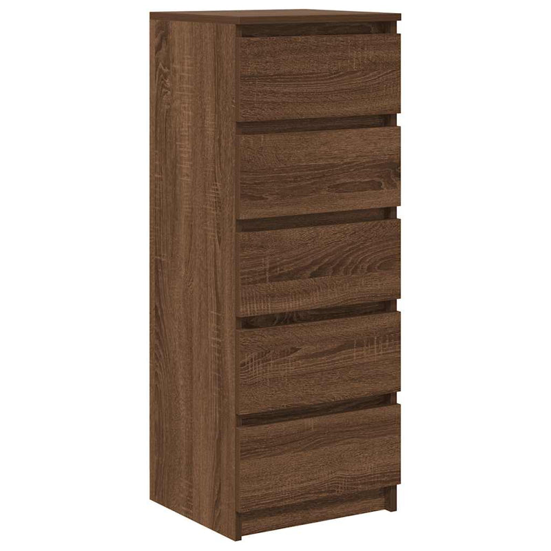 vidaXL barna tölgy szerelt fa tálalószekrény fiókos 37,5x35x99 cm