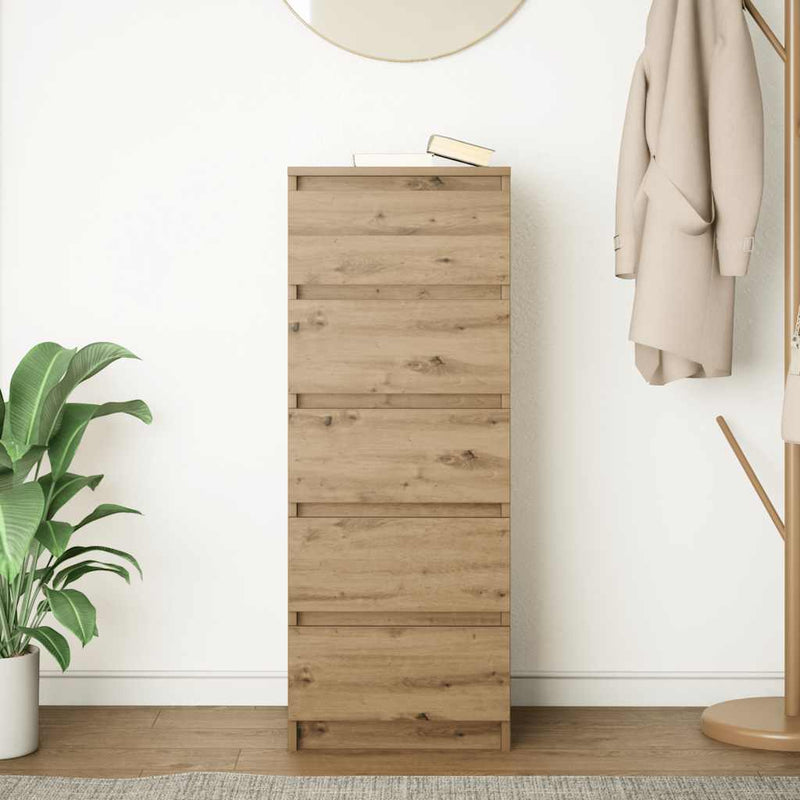 vidaXL kézműves tölgy szerelt fa tálalószekrény fiókos 37,5x35x99 cm