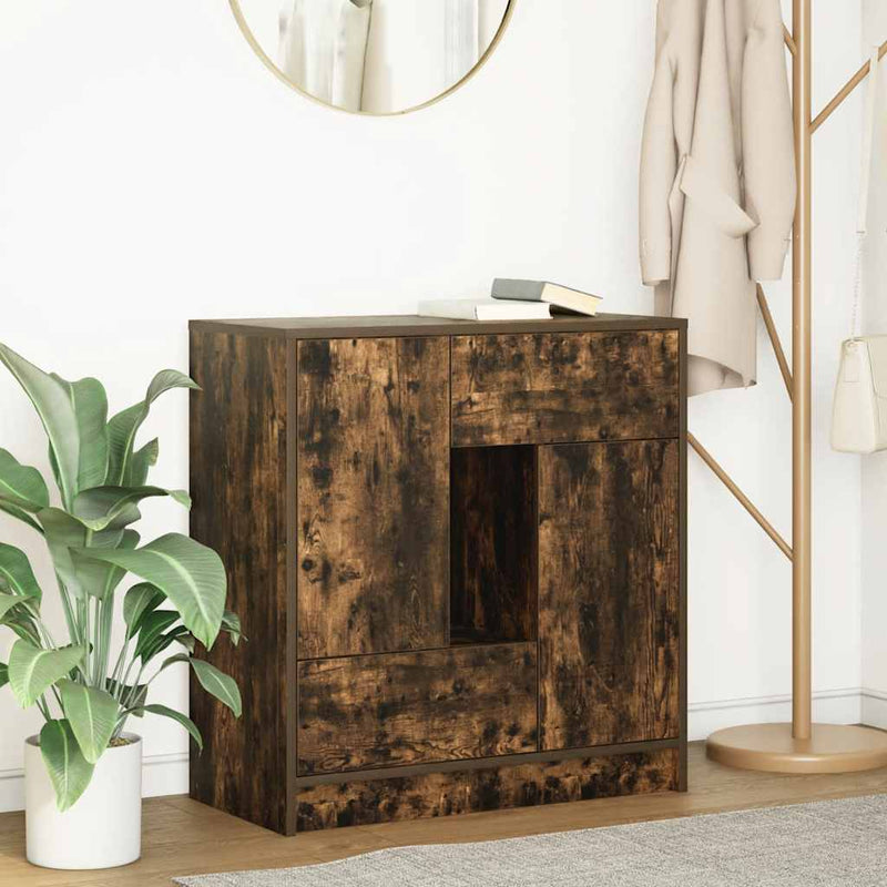 vidaXL füstölt tölgy komód fiókokkal és ajtókkal 70,5x34x74,5 cm