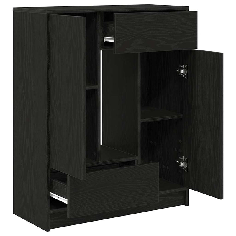 vidaXL fekete tölgy komód fiókokkal és ajtókkal 73x31x90 cm