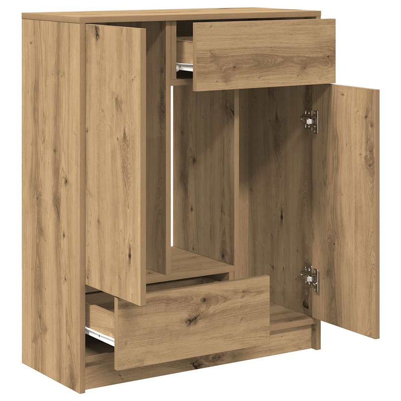 vidaXL kézműves tölgy komód fiókokkal és ajtókkal 73x31x90 cm