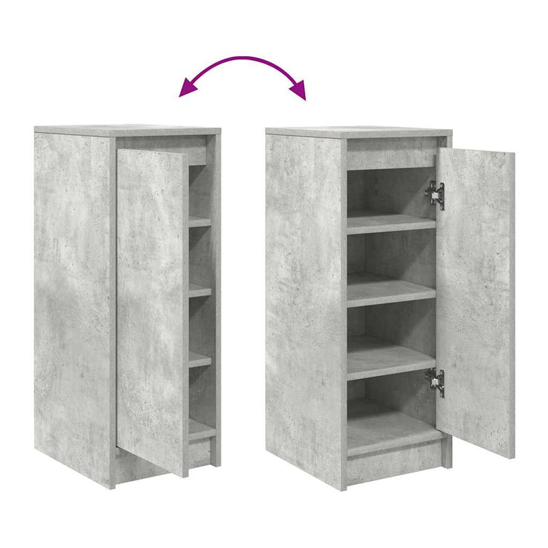 vidaXL betonszürke szerelt fa cipőszekrény 29,5x34x76 cm