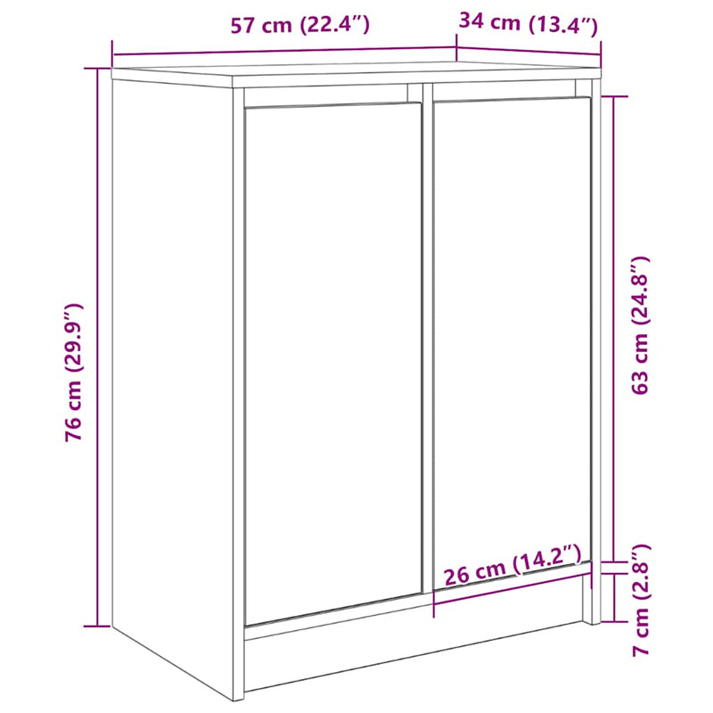 vidaXL sonoma tölgy színű szerelt fa cipőszekrény 57x34x76 cm