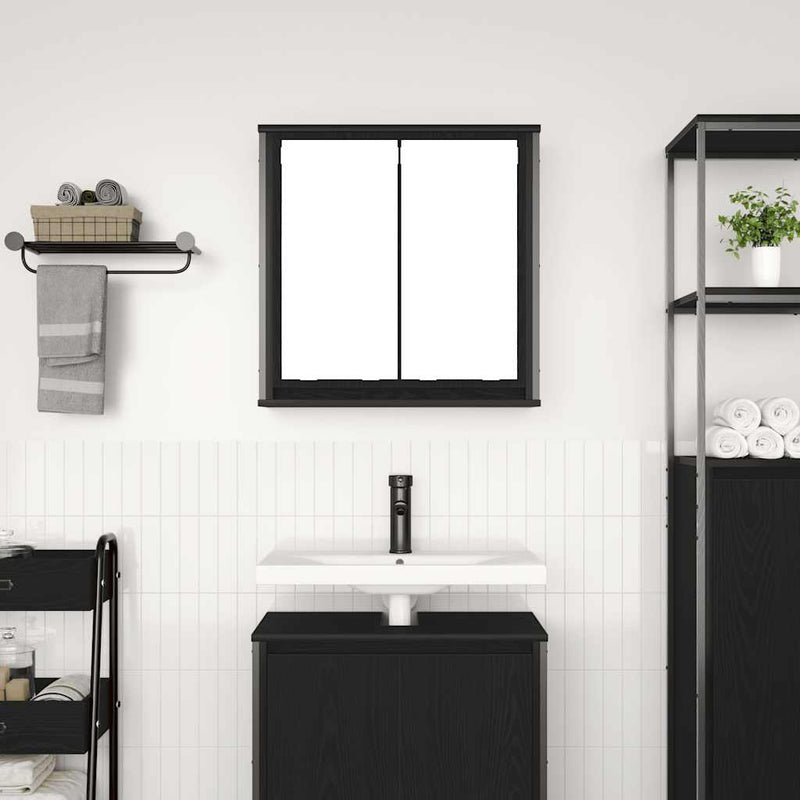 vidaXL fekete tölgy fürdőszoba fali szekrény tükörrel 60x21x60 cm