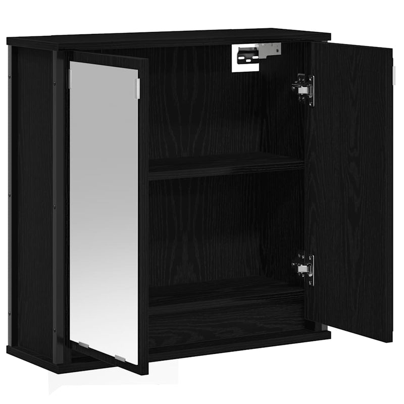 vidaXL fekete tölgy fürdőszoba fali szekrény tükörrel 60x21x60 cm