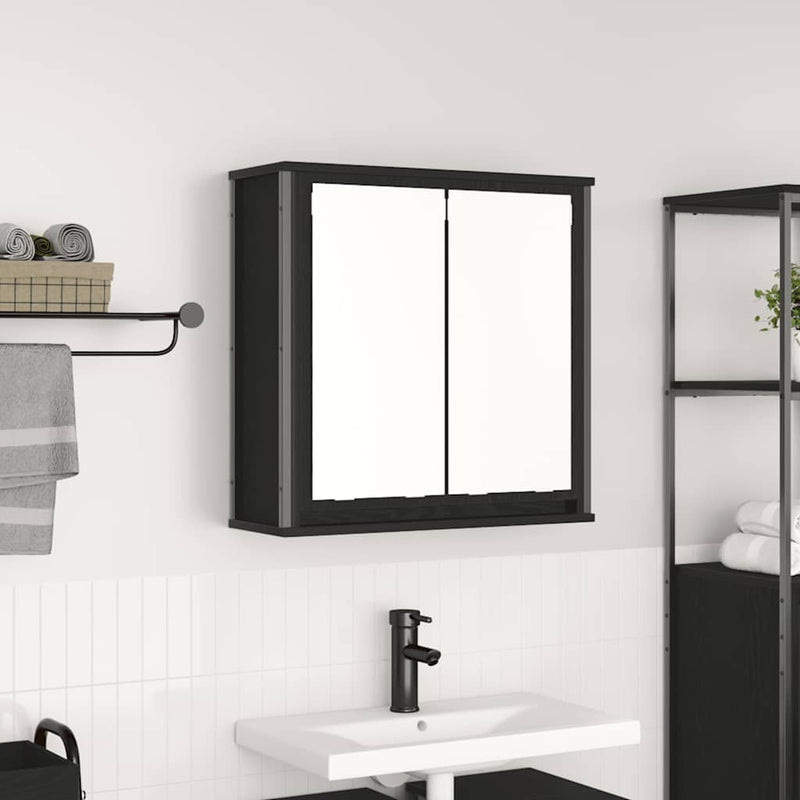 vidaXL fekete tölgy fürdőszoba fali szekrény tükörrel 60x21x60 cm