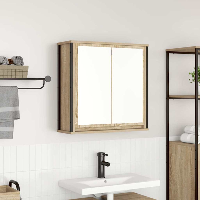 vidaXL tölgy színű fürdőszoba fali szekrény tükörrel 60x21x60 cm