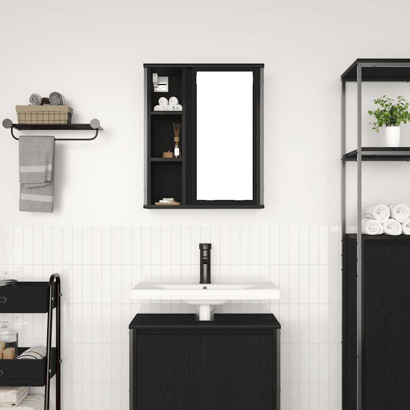 vidaXL fekete tölgy fürdőszoba fali szekrény tükörrel 50x21x60 cm
