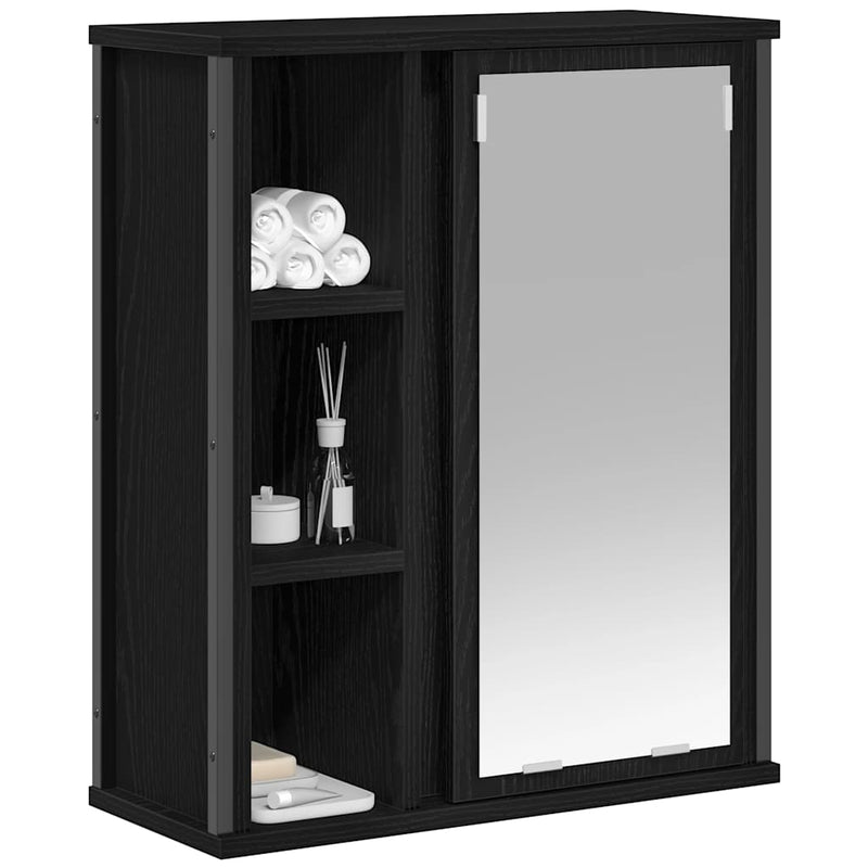 vidaXL fekete tölgy fürdőszoba fali szekrény tükörrel 50x21x60 cm