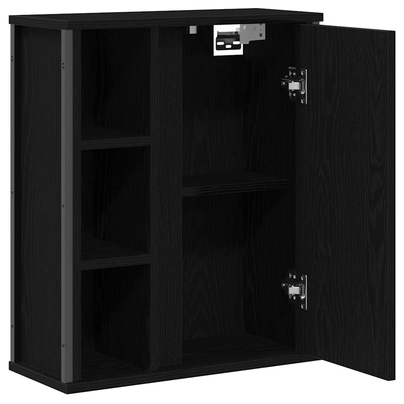 vidaXL fekete tölgy fürdőszoba fali szekrény tükörrel 50x21x60 cm