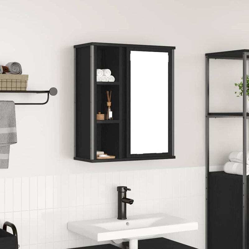 vidaXL fekete tölgy fürdőszoba fali szekrény tükörrel 50x21x60 cm