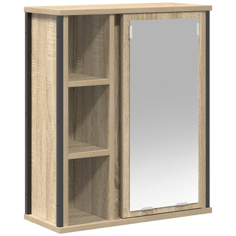 vidaXL tölgy színű fürdőszoba fali szekrény tükörrel 50x21x60 cm