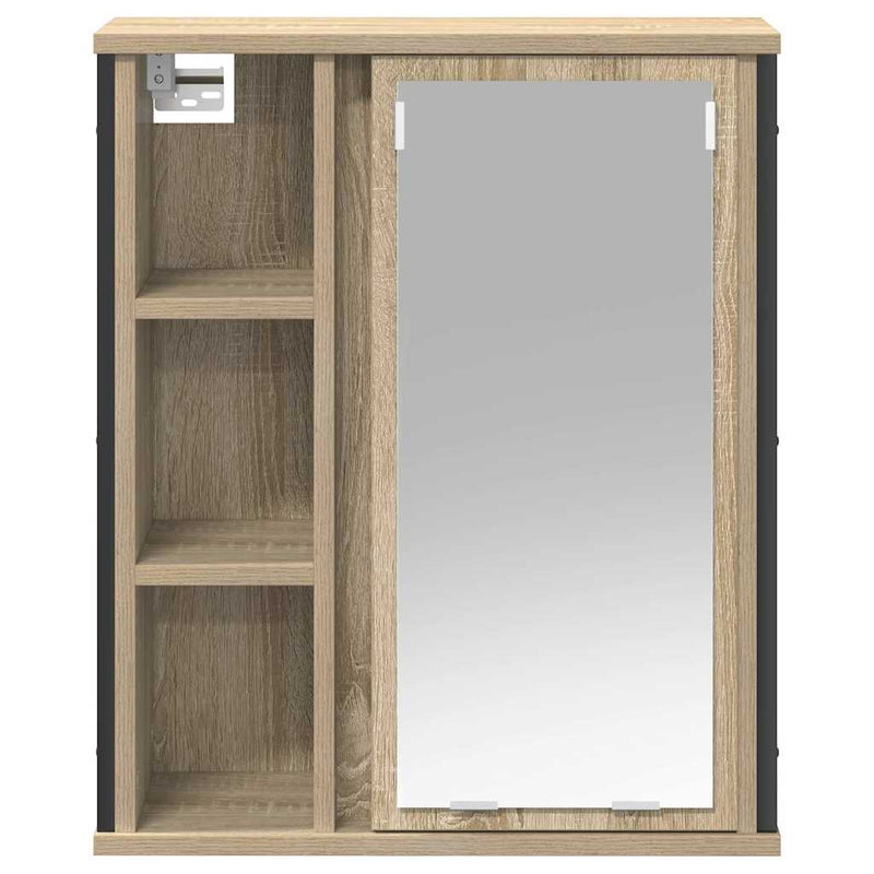 vidaXL tölgy színű fürdőszoba fali szekrény tükörrel 50x21x60 cm