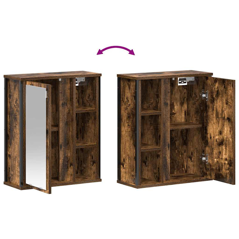 vidaXL füstölt tölgy fürdőszoba fali szekrény tükörrel 50x21x60 cm