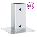 vidaXL 12 db horganyzott acélból oszlopalapok négyzet alakúak 61x61 mm